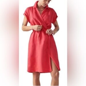 Athleta | Playa 100% Linen Wrap Dress Passionfruit Coral - Size S